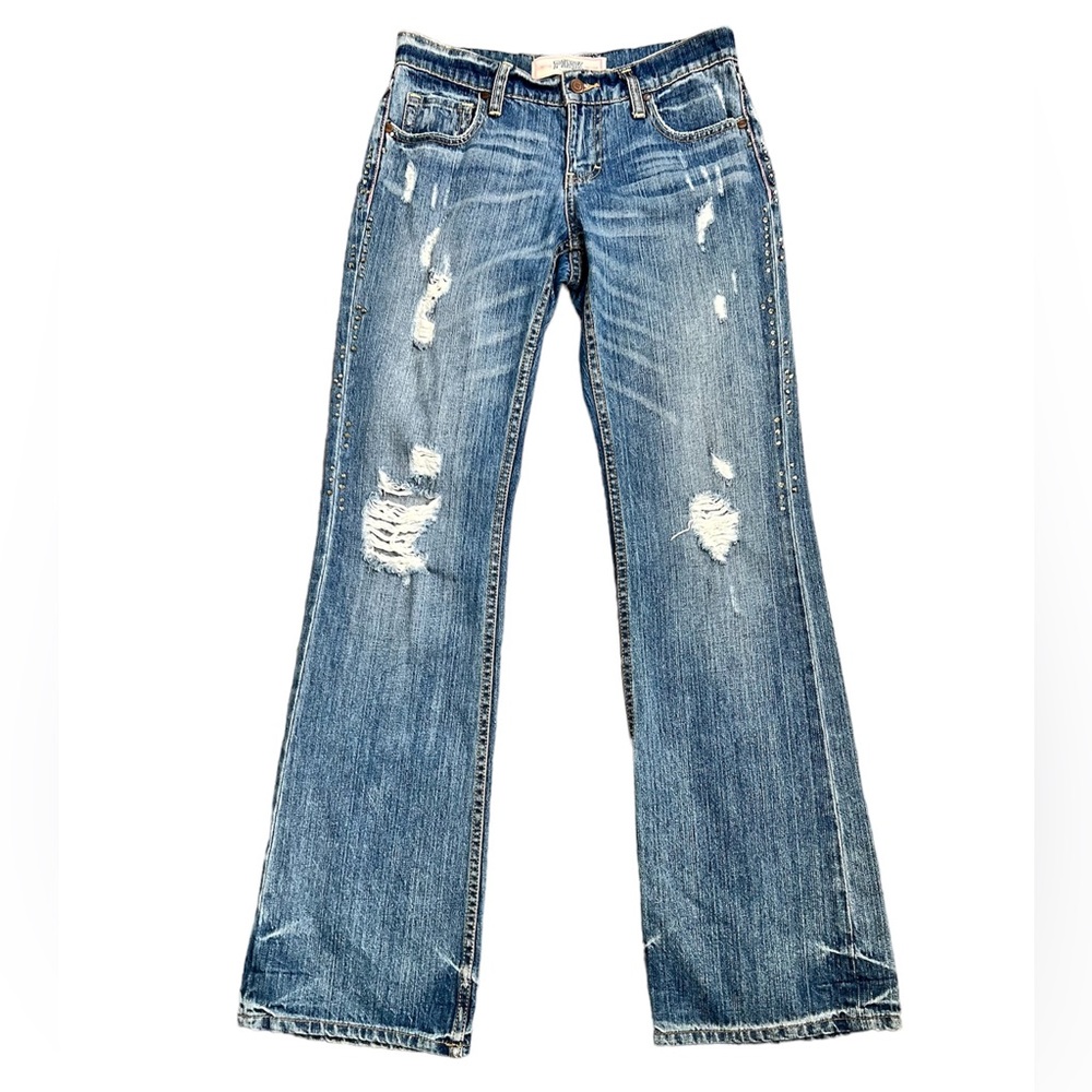 Victoria’s Secret Limited Edition Embellished Distressed Jeans; Low-Rise; Flare